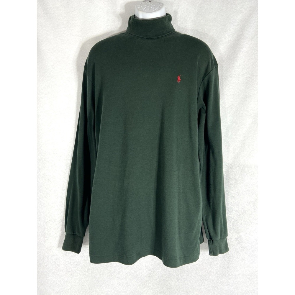 Vintage Polo Ralph Lauren Mens Turtleneck Shirt XL Green Y2K USA Made